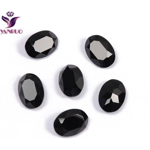 YANRUO 4120 Oval Jet Fancy Glass Beads Diamond Sewing Rhinestones Glass DIY Base Ornaments Black Strass Beads