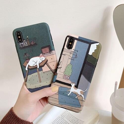 Japanese cute cartoon illustration Phone case silicone cover for coque iPhone 7 7Plus 11 Pro XS MAX Case 8 6 6s Plus X XR cases