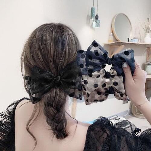 Jiacai Big Bow Polka Dot Bow Hairpin Hairband New Hairpin Hair Accessories Net Red Spring Clip Headdress