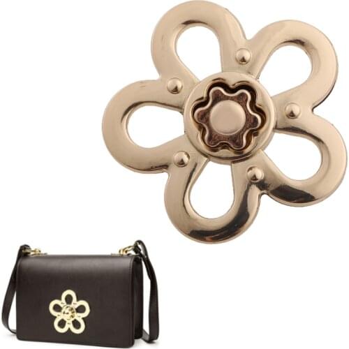 Flower Shape Clasp Turn Lock Twist Locks Metal Hardware For DIY Handbag Shoulder Crossbody Bag Purse 85DA