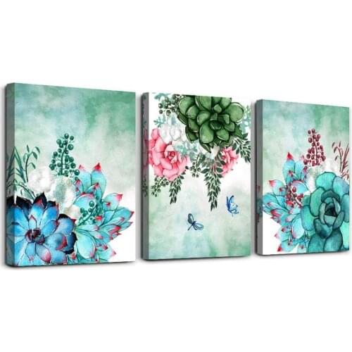 Green Plants Watercolor Flowers Oil Painting Farmhouse Home Indoor Wall Decorations