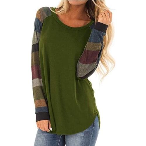 2021 Women Fall Casual Jumper Shirt Match Color Round-Neck Long Sleeves Pullover Sweatshirt for Girl 8 Colors