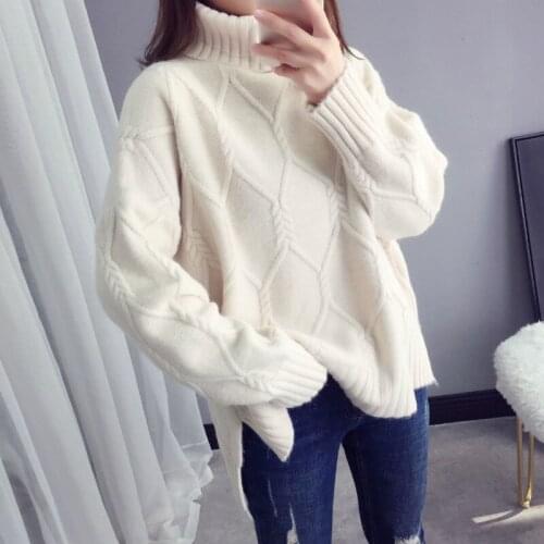 Turtleneck Pullover Sweater Lady Outer Wear Loose Thick Twist Knit Sweater Women New Autumn Winter Bottoming Shirt Female Blouse