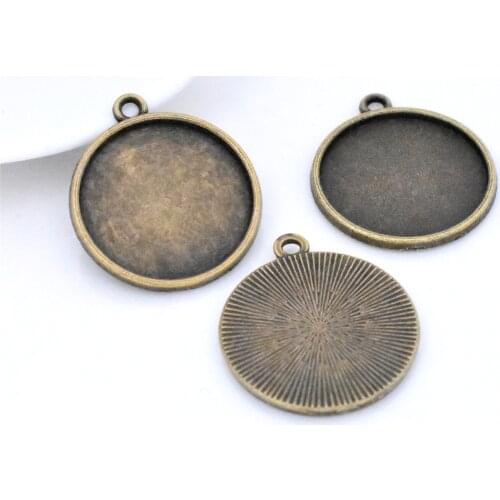 10pcs 20mm Inner Size Antique Bronze Plated Simple Style Cabochon Base Cameo Setting Charms Pendant-A3-45