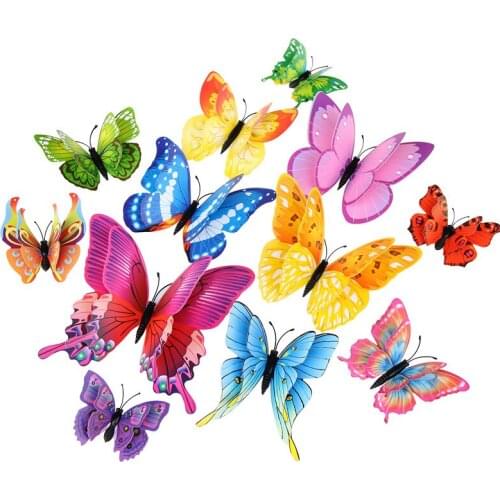 3D Three-dimensional Double-layer Simulation Butterfly Creative Home Wall Decoration Wall Sticker Refrigerator Sticker