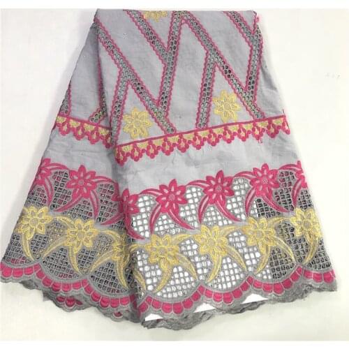5 yard Swiss lace fabric 2020 latest Voile lace embroidery African 100% cotton fabrics Swiss voile lace popular Dubai style