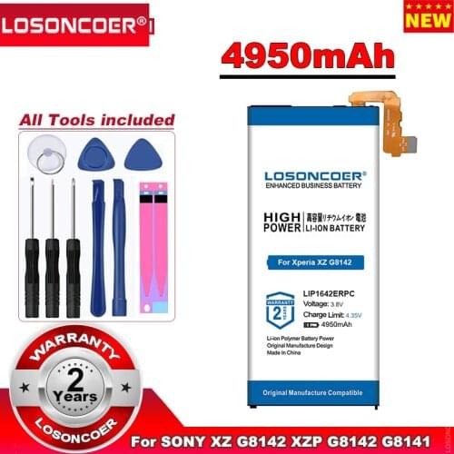 LOSONCOER 4950mAh LIP1642ERPC Good Quality Battery For SONY Xperia XZ Premium G8142 XZP G8142 G8141 Smart Phone Batteries