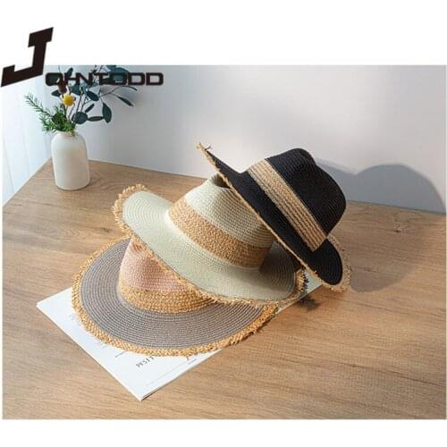 Brand Summer Casual Fashion Cowboy Cap Casual Sun Hats for Women Fashion Jazz Straw for Men Beach Straw Panama Hat Wholesale