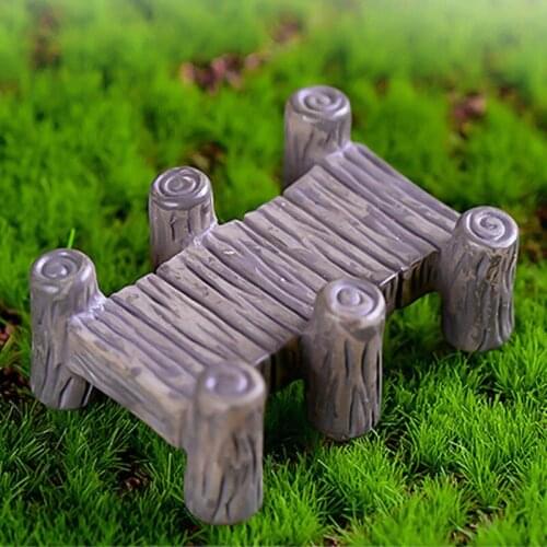 Wooden Bridge Miniatures Fairy Figurines Resin Bonsai Micro Landscape DIY Crafts Fairy Garden Plant Potted Decoration