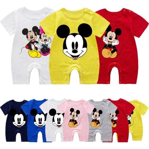 Summer Baby Romper Boy Short Sleeve Cotton Cartoon Mickey Minnie Mouse Newborn Clothes Girl Jumpsuit Infant Clothing Costumes