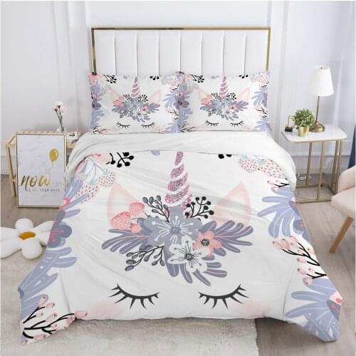 Children Bedding set for Kids Baby Child Girls boy140x200 Single Quilt/Comfortable/Duvet Cover Set Bed Linens Cute unicorn