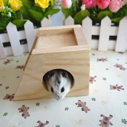 Hamster Wooden House Small Pets Hideout for Dwarf Cage