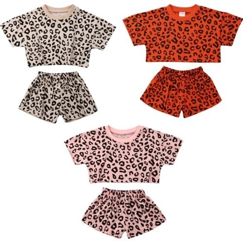 1-4Years Kid Baby Girls Summer Toddler Leopard Outfits Clothes T-shirt Top+Short Pant 2PCS Set