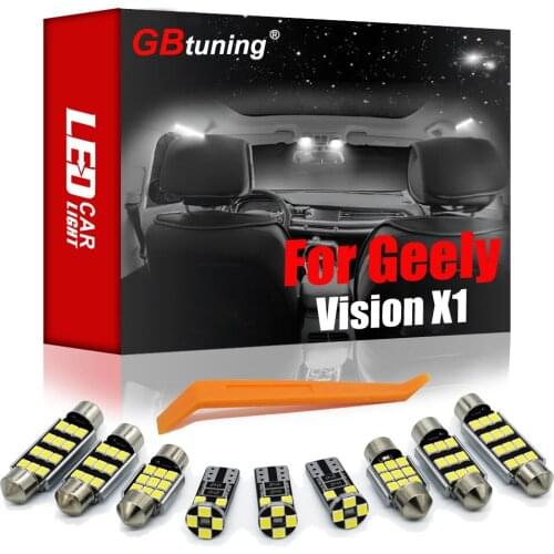 GBtuning Canbus Error Free LED 10PCS For Geely Vision X1 2017 2018+ Vehicle Car Interior Dome Trunk Indoor Lamp Light Parts Kit