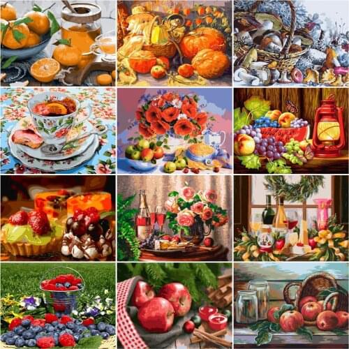 HUACAN Painting By Number Fruit Drawing On Canvas HandPainted Painting Art Gift DIY Pictures By Number Flower Kits Home Decor