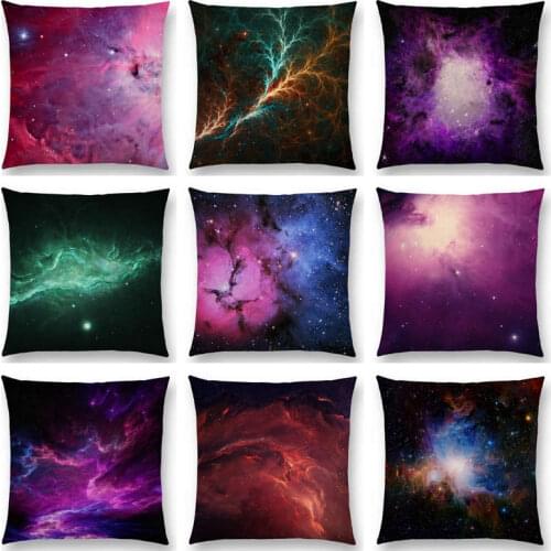 Beautiful Night Starry Sky Colorful Stars Shining Gorgeous Nebula Dreamy Galaxy Universe Cushion Cover Sofa Throw Pillow Case