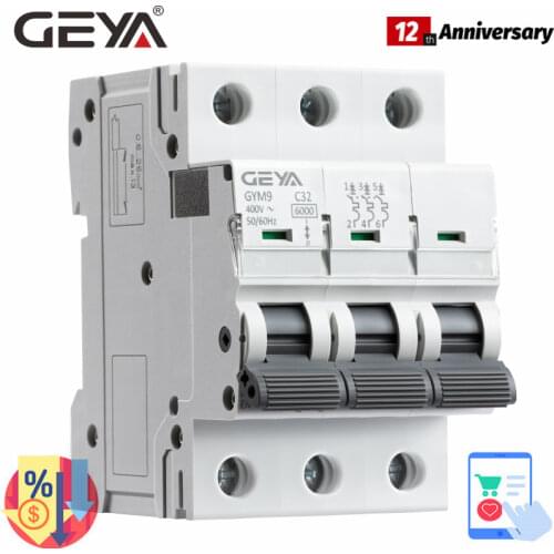 GEYA GYM9 3P 6KA MCB Din Rail Mini Circuit Breaker 6A-63A AC Type Factory Direct Manufacturer