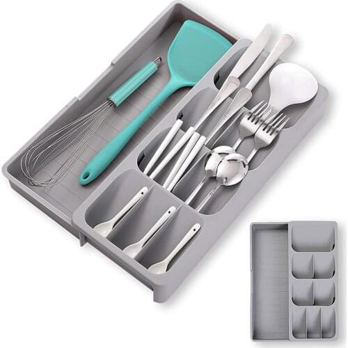 Multipurpose Cutlery Silverware Kitchen Utensil Drawers Organizer Block Holder Knives Forks Spoon Spice Bottle Storage Rack Tray