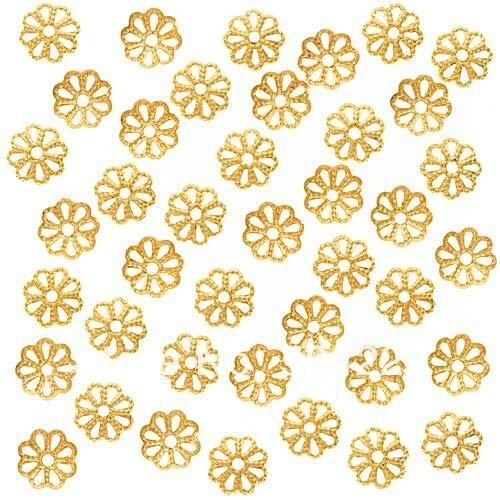 Set of 1000pcs Open Petal Flower Bead Caps, 6mm, silver or Gold Plated