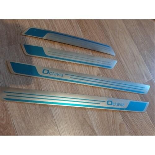 4PCS Stainless Steel Original factory stainless steel Car door cover outside door sill plate For Skoda Octavia A7 2014-2019