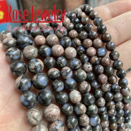 Natural Round Smooth Blue Amphibole Stone Beads For Jewelry Making DIY Bracelet Accessories 15"Strand Wholesale Price 6/8/10mm