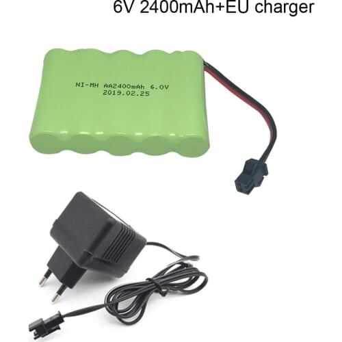 6v 2400mah AA NI-MH Battery with charger for remote car boat robot rechargeable 6V high capacity electric toy battery parts