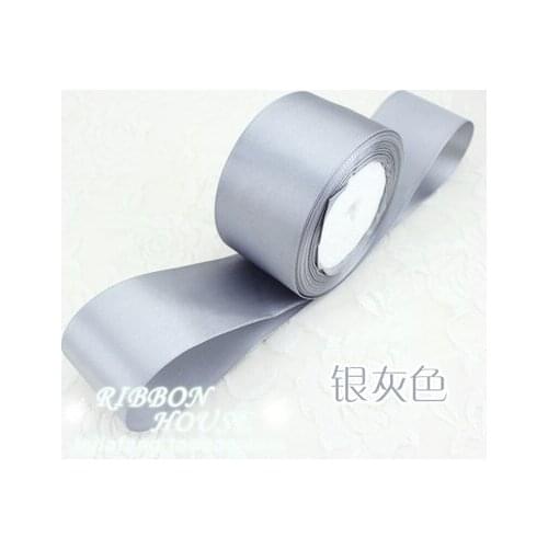 New (25 yards/roll) 2'' 50mm Grey Silver Satin Ribbon Webbing party Decoration Gift Christmas Ribbons DIY Candy Box Dec