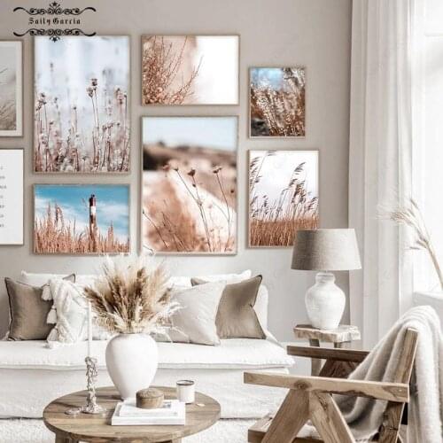 Autumn Beige Reed Lavender Canvas Painting Wall Art Pictures Plants Flower Nordic Posters and Prints for Home Interior Decor