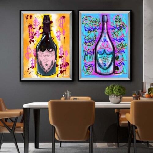 Champagne Rich Posters and Prints on The Wall Canvas Painting Graffiti Art Street Wall Pictures for Living Room Home Decoration