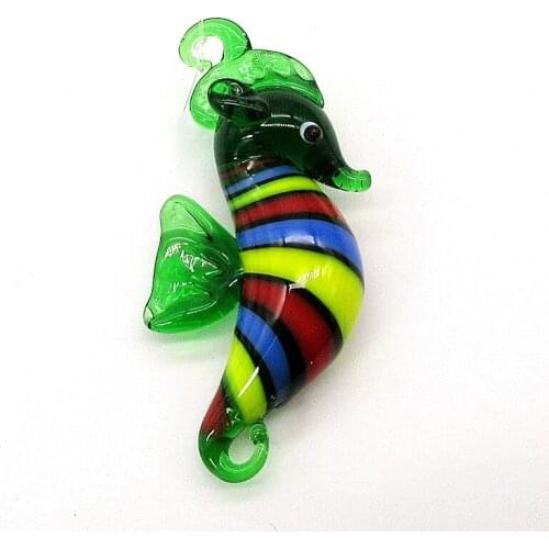 Floating Glass sea horse Ornament wire winding design mini Marine animal figurine Aquarium fish tank decor Accessories Pendant