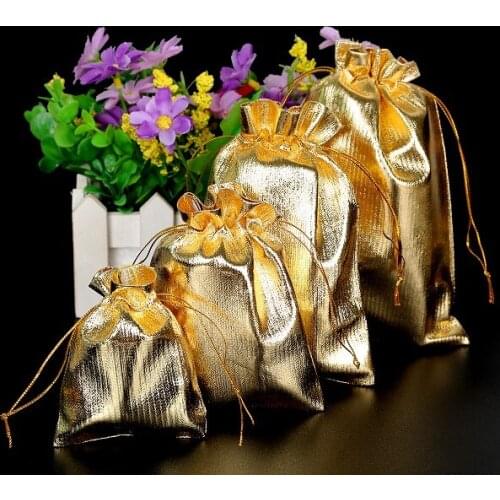 50Pcs Organza gift bag 7x9/9x12/10x15cm/13x18cm Gold Silver Pouch Wedding Party Gift Candy Package Jewelry Bag