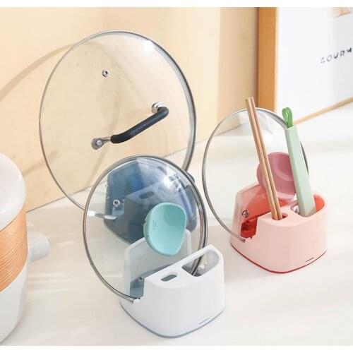 Pot Cover Rack Household Kitchen Table Top Shovel Spoon Holder Non Punching Pot Lid Cooking Dish Storage Racks Kitchen Accessory