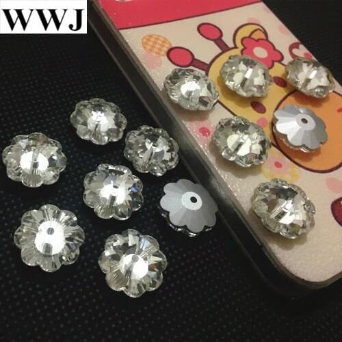 Sew On 3700 Marguerite Lochrose 6mm,8mm,10mm,12mm,14mm,16mm Flower Beads With One Center hole Crystal Clear Color