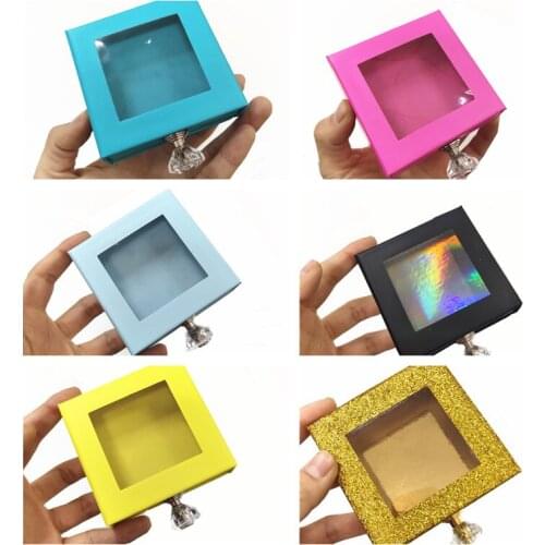 Pink yellow blue color eyelash packaging box lash boxes package custom logo 25mm mink lashes strip magnetic case bulk vendors