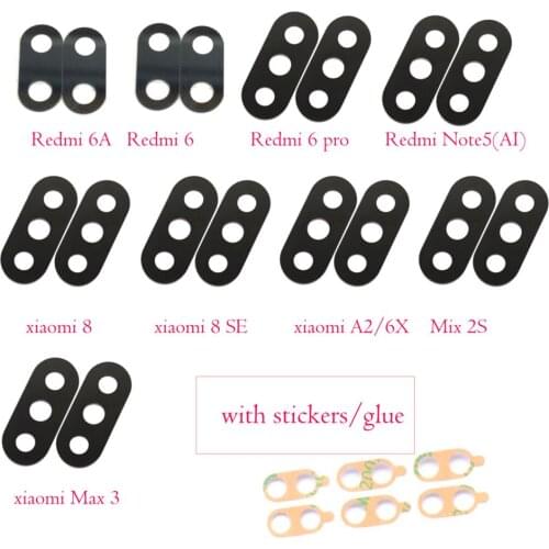 100pcs rear back camera glass lens for Xiaomi Redmi 6 pro 6A/S2/Y2/Redmi for xiaomi Mi A1 A2/mi 6X/mi 8/mi 8 SE/mix 2S/Max 3