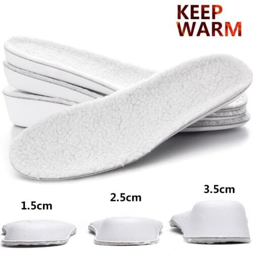 Men Women 1.5cm / 2.5cm / 3.5cm Increase Height High Full Insoles Wool Warm Shoe Cushion Pads Hot Winter