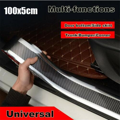 1M Car Styling Door Sill Protector Carbon Fiber Moulding Strip Trim Front Bumper Rubber Protection Strip Fiber Moulding Strip