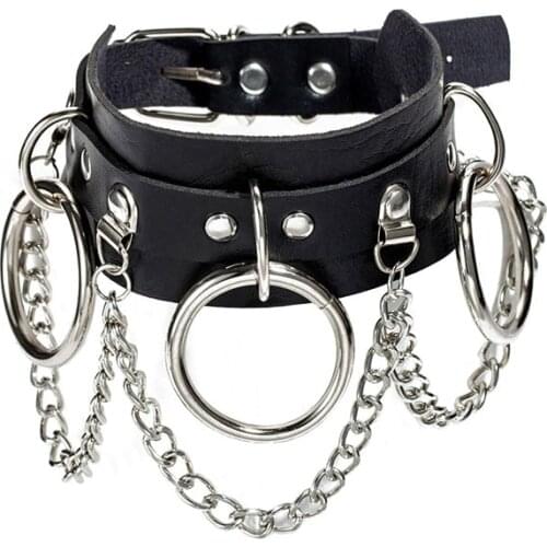 Usexy Holographic Choker Chain Necklace Punk Leather Neck Collar Women Holo Chocker Party Emo Rave Festival Costume Jewelry Gift