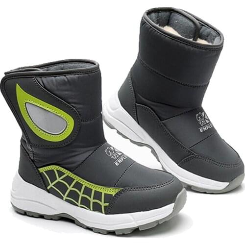 Big Boys Snow Boots 2020 Winter New Wool Keep Warm Shoes Mid-calf Non-slip Waterproof Kids Boys Boots Size 29-38 Botas