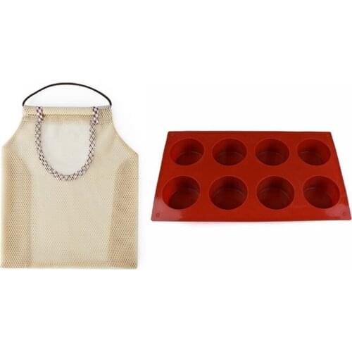1 Pcs Kitchen Vegetable Storage Bag Fruit Wall Hanging Bag & 1 Pcs Cavity Round Cylinder Soap Mold Cupcake Silicone Mold