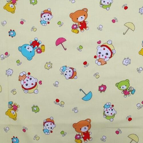 1 yard Cotton Twill Fabric for sewing patchwork, cloth, bedding - Bear and baby (width=160cm)
