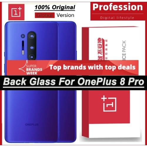 100% Original Back Battery Cover Rear Door Housing Case for OnePlus 8 Pro With Camera Lens + Adhesive Tape Repair Parts