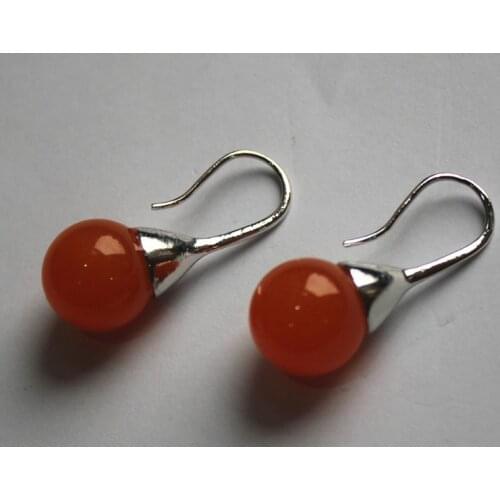 12mm red jades bead earring