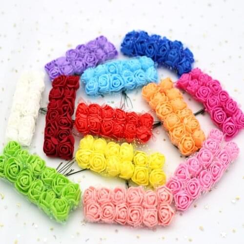 20mm PE Foam Rose Flower with Gauze Colorful Artificial Bouquet Wedding Valentines Day DIY Handmade Wreath Basket Decorative