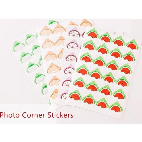 24 Pcs/lot DIY Fruit Cartoon Photo Corner Paper Stickers for Photo Albums Cute Handwork Frame Decoration Scrapbooking Set