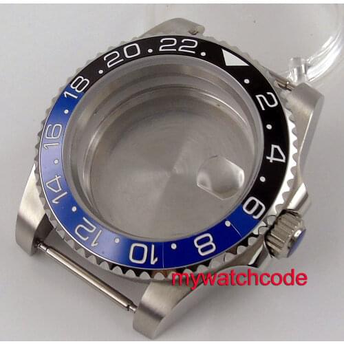 40mm Bliger Black Blue Ceramic Bezel 316L Stainless Steel Watch Case Magnifier Fit For NH35 Automatic Movement Men Wristwatch