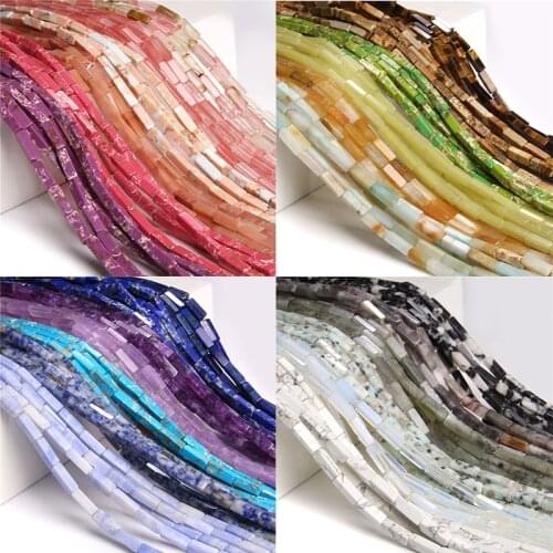 4x13mm Natural Stone Agates Tube Cube Bead Loose Spacer Beads For Jewelry Making DIY Craft Necklace Earring Bracelet Accessoires