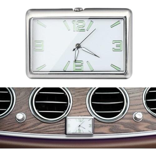 J60F Car Clocks Mini Quartz Analog Car Dashboard Time Air Vent Stick-On Clock Watch for Car Decoration Universal and Luminous
