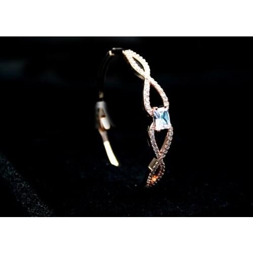 MADALENA SARARA AAA Zircon Inlaid Bangle Girls Bracelet Unique Big Zircon Style So Cute For Gift RoseGold Tone Copper Bracelet
