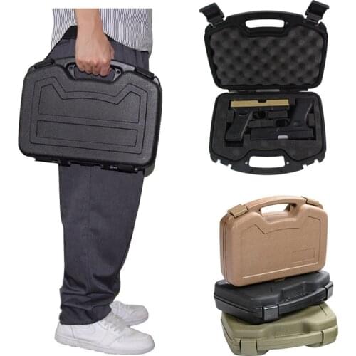 Tactical Durable ABS Double Gun Case Pistol Storage Box Padded Foam Lining Military Handgun Carry Case Box Hunting Accessories